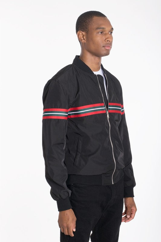 Men's Luxury Woven Taped Bomber Jacket