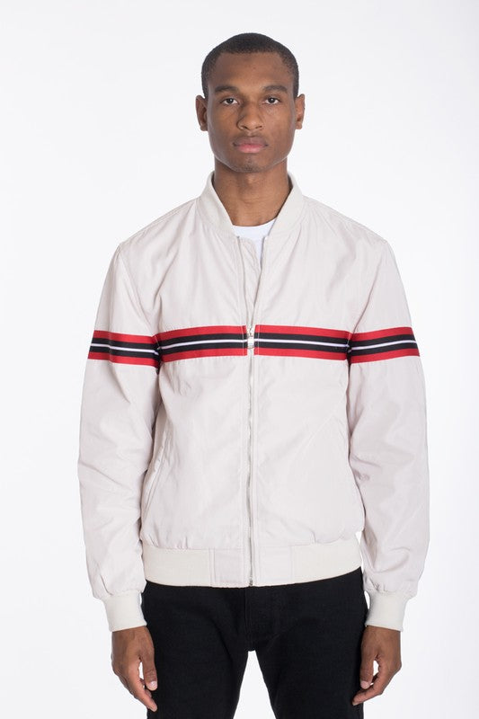 Men's Luxury Woven Taped Bomber Jacket