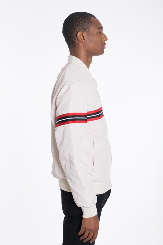 Men's Luxury Woven Taped Bomber Jacket