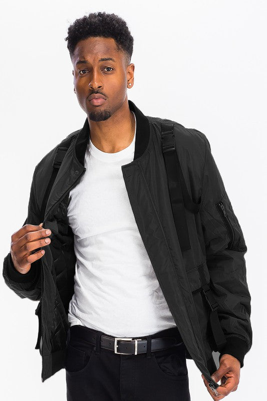 Men's Multi Strap Bomber Jacket