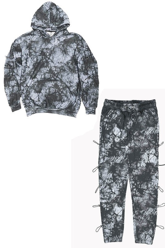 Men's Fire Dyed Hoodie & Tracksuit Set