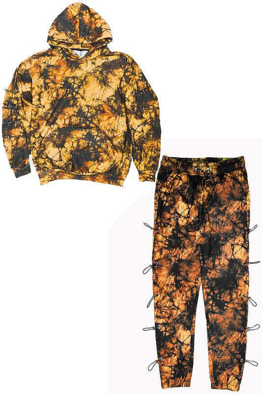 Men's Fire Dyed Hoodie & Tracksuit Set