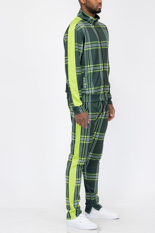 Plaid Checkered Track Pants Set