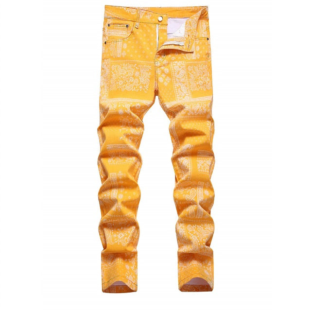 Men's Scarf Print Jeans
