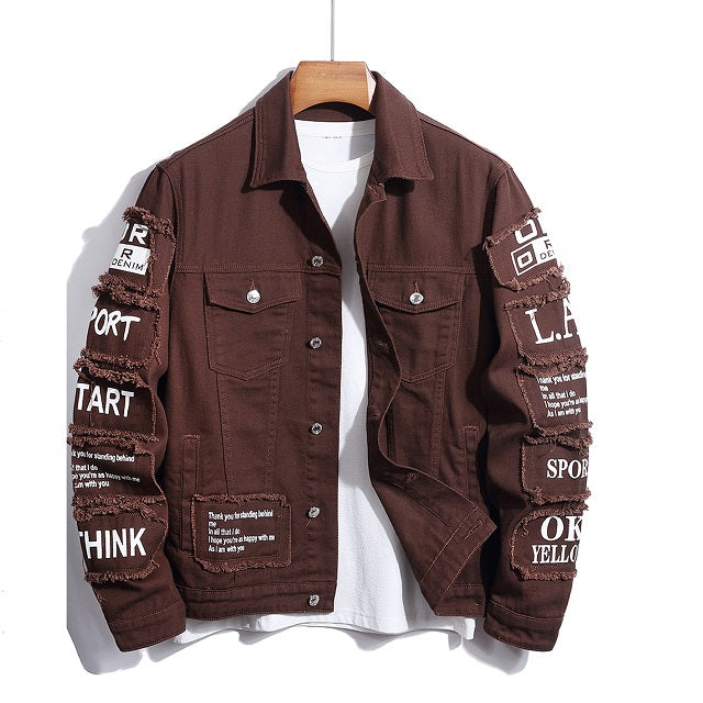 Men's Graphic Patchwork Denim Jacket