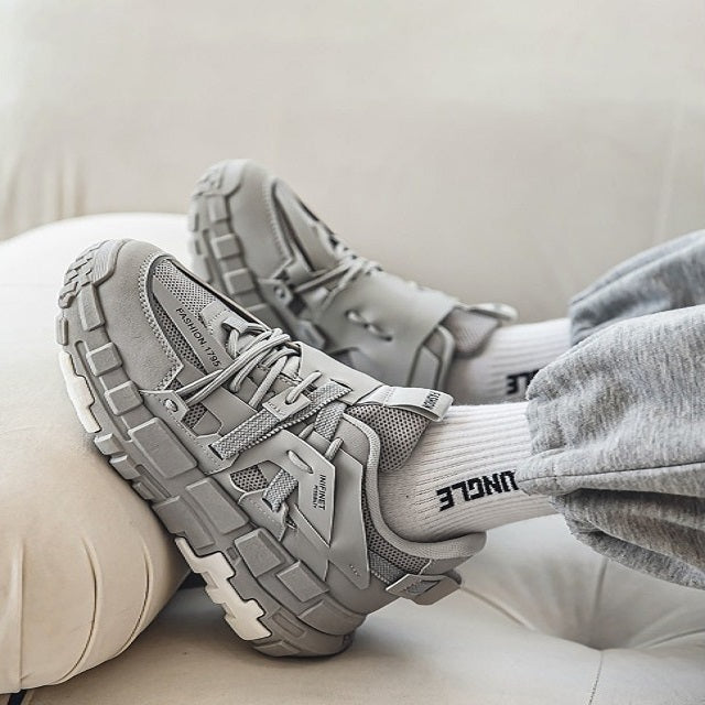 Chunky Letter Patch Decor Lace Up Sneakers