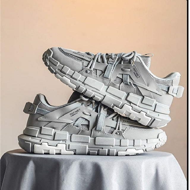 Chunky Letter Patch Decor Lace Up Sneakers