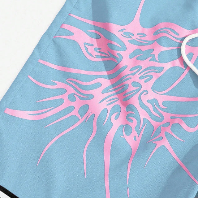Men's Letter Graphic Contrast Trim Drawstring Waist Basketball Shorts