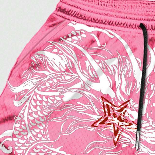 Men's Street Life Men's Dragon Printed Sports Basketball Shorts