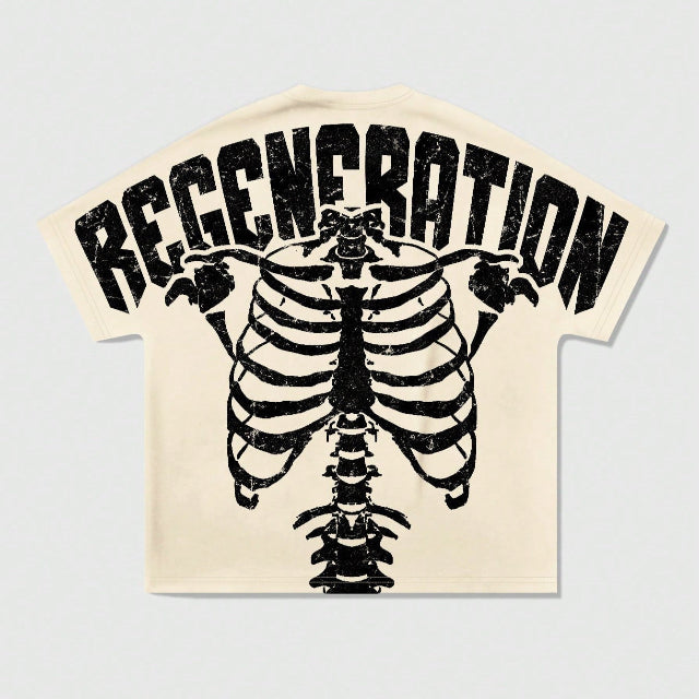 Men's Skull Round Neck Short Sleeve Printed Simple T-Shirt