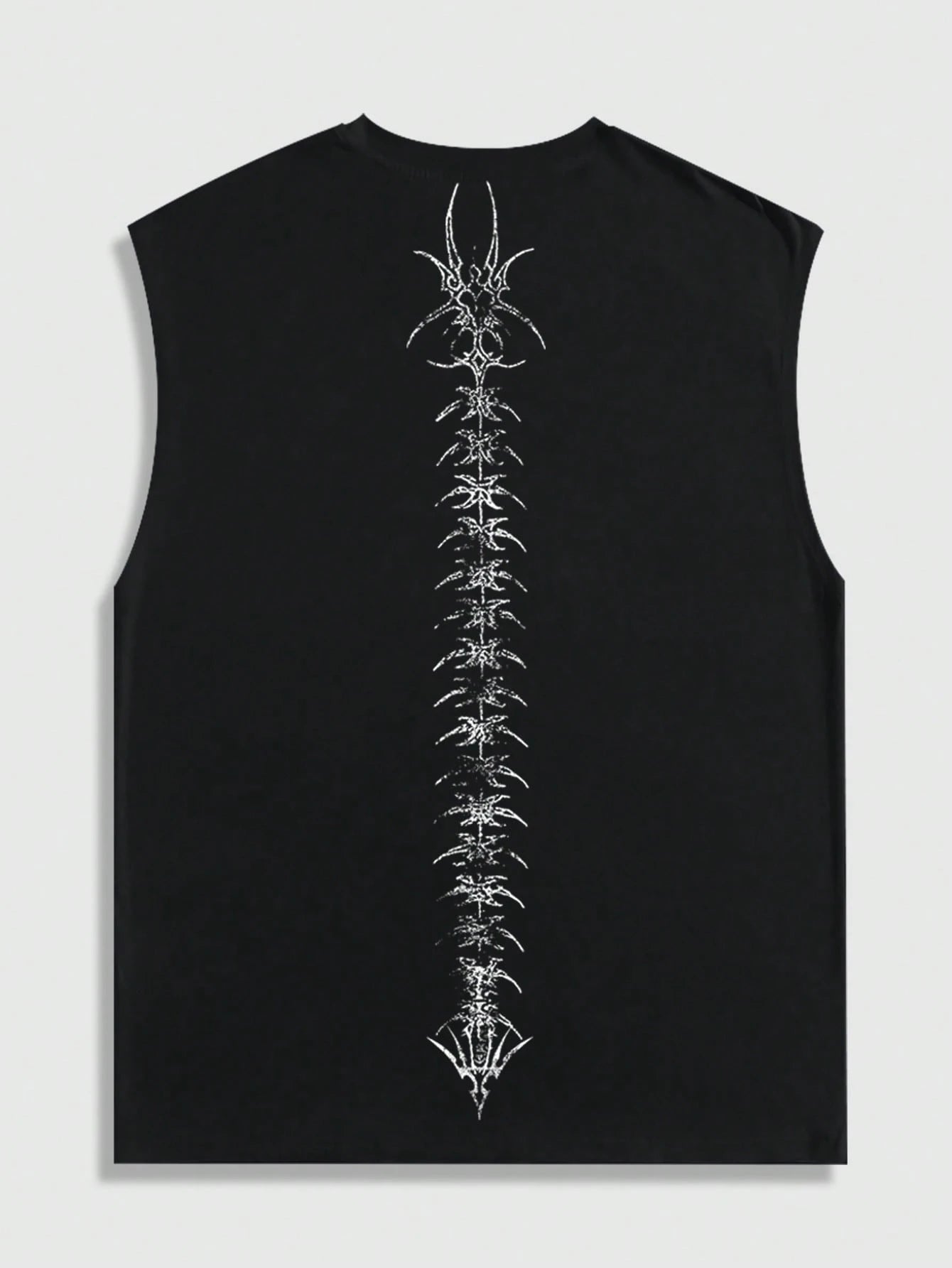 Men's Goth Skeleton Print Casual Crew Neck Tank Top