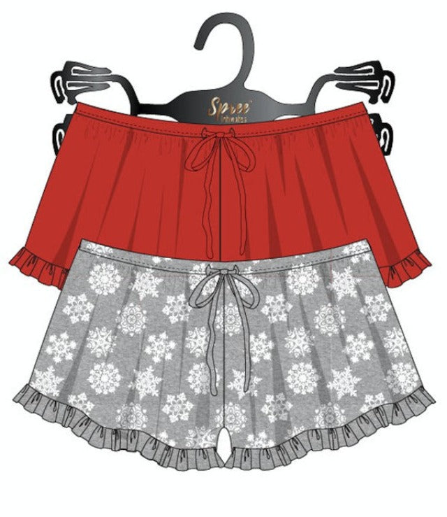 Two Pack Ruffle Hem Sleep Shorts