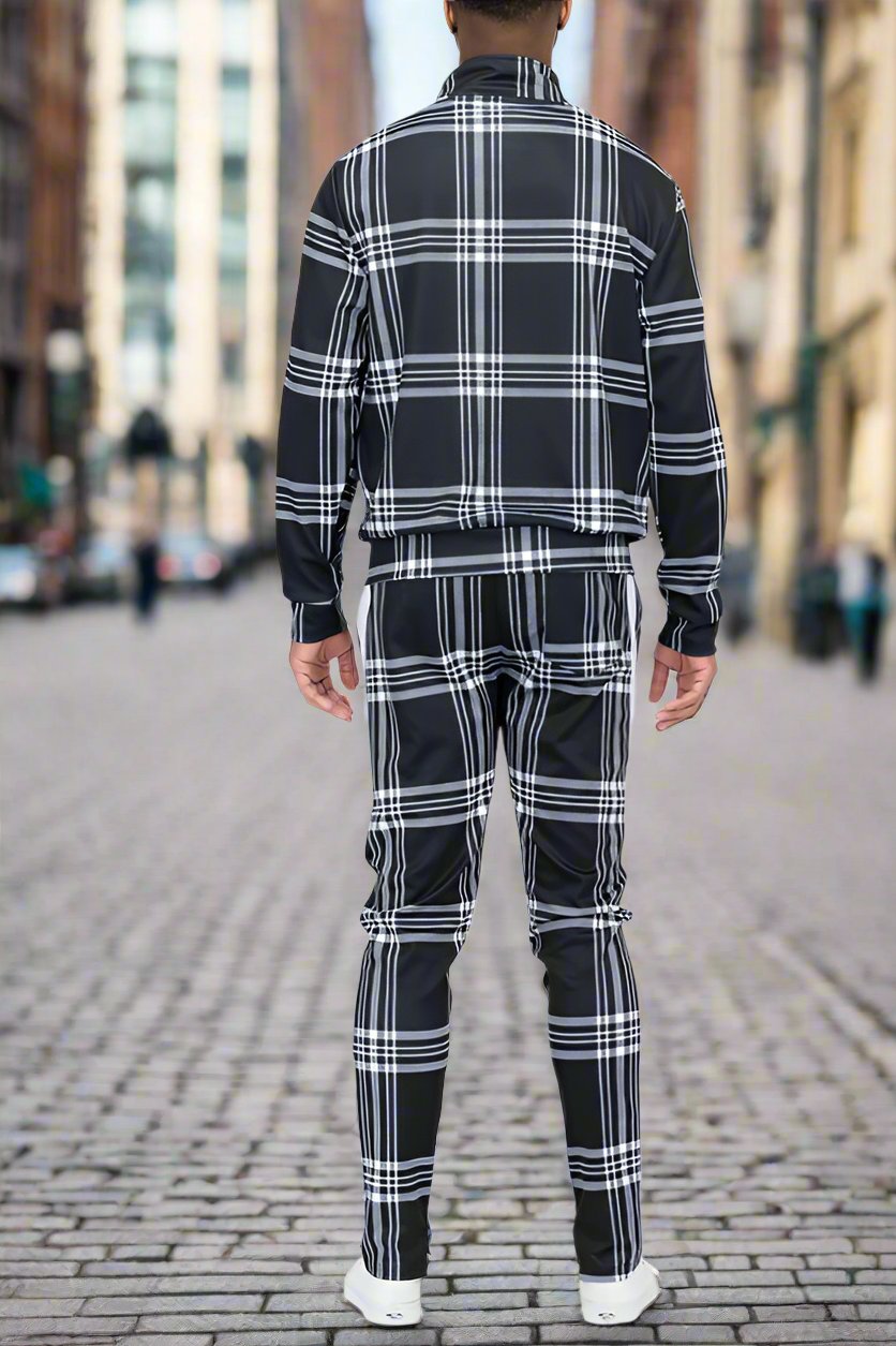 Plaid Checkered Track Pants Set