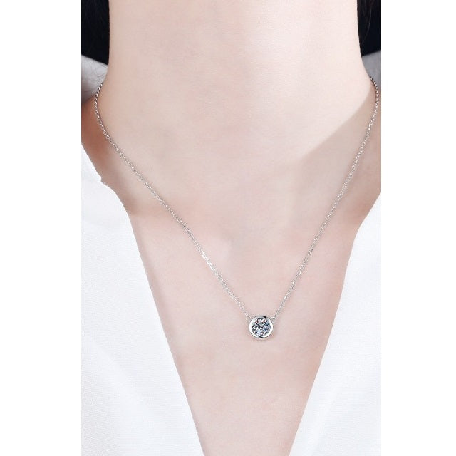 Moissanite Round Pendant Chain Necklace