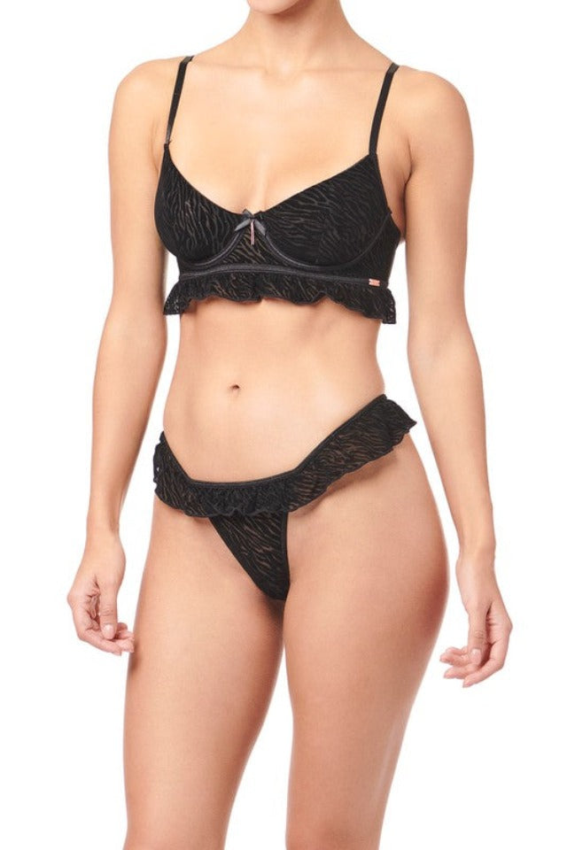 Women's Animal Stripe Mesh Bra Set