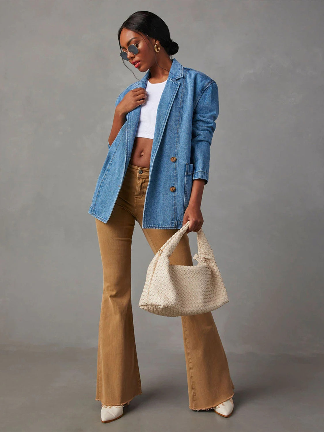 Long Sleeve Collared Neck Denim Jacket