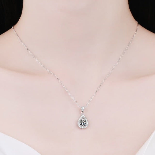 2 Ct Lab Grown Teardrop Pendant Sterling Silver Necklace