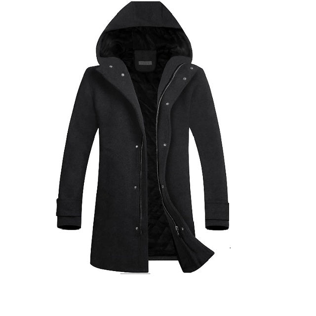 Classic Men's Wool Button Windproof Pea Coat