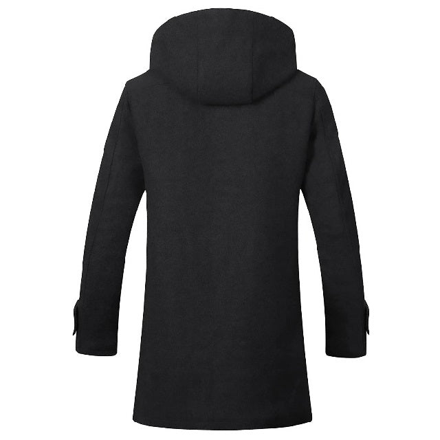 Classic Men's Wool Button Windproof Pea Coat