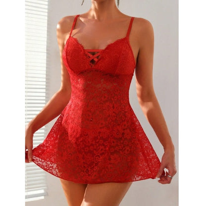 Red Lace 2 Piece Dress Set