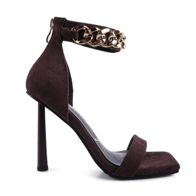Ship Heeled Chain Strap Sandals