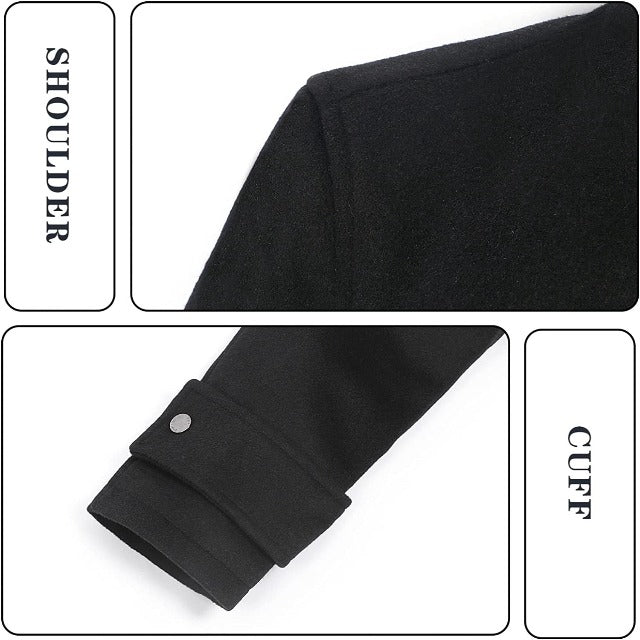 Classic Men's Wool Button Windproof Pea Coat