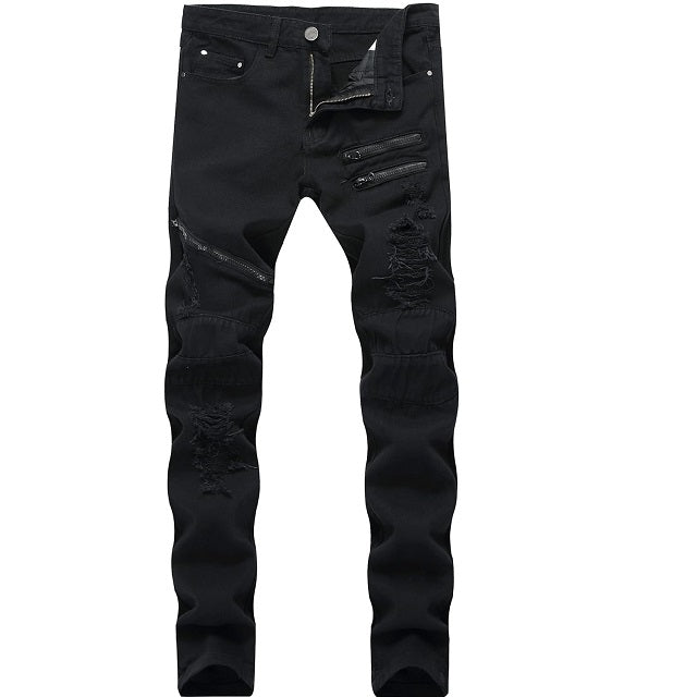 Men's Slim Fit Moto Stretch Ripped Biker Style Jeans