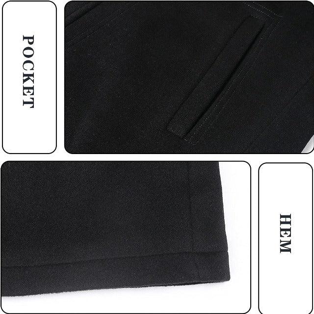 Classic Men's Wool Button Windproof Pea Coat