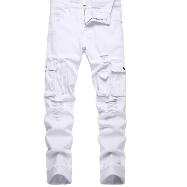 Men's Slim Fit Moto Stretch Ripped Biker Style Jeans