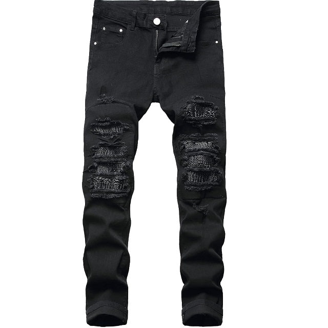 Men's Slim Fit Moto Stretch Ripped Biker Style Jeans