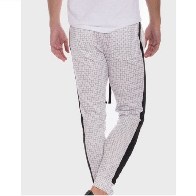 Men's Patterned Sweatpants with Side Stripe