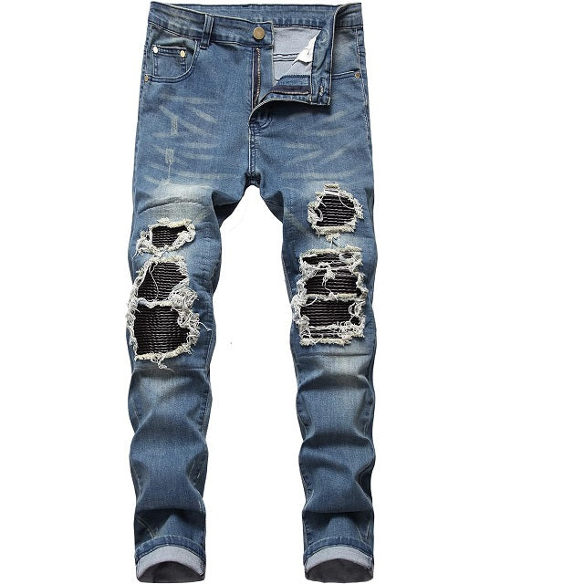 Men's Slim Fit Moto Stretch Ripped Biker Style Jeans