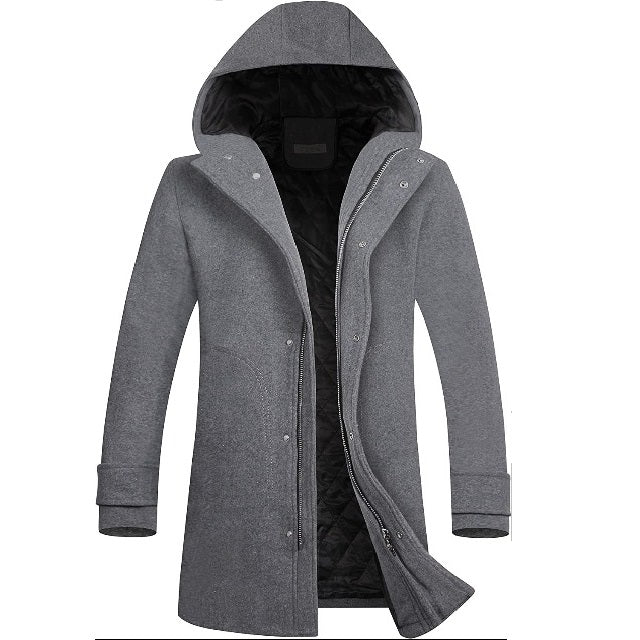 Classic Men's Wool Button Windproof Pea Coat