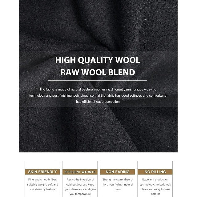 Classic Men's Wool Button Windproof Pea Coat