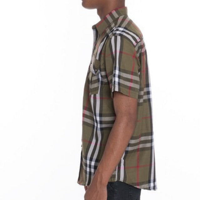Men's Casual Short Sleeve Checker Shirts