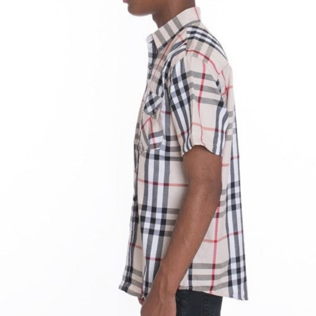 Men's Casual Short Sleeve Checker Shirts