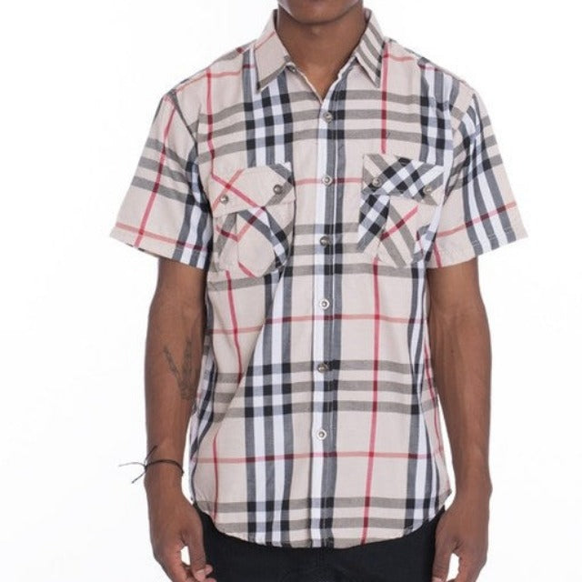 Men's Casual Short Sleeve Checker Shirts