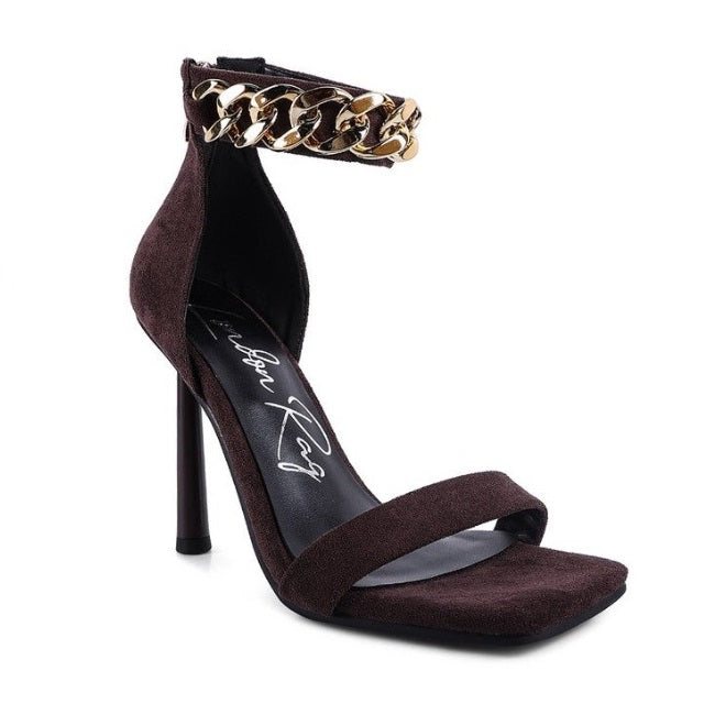Ship Heeled Chain Strap Sandals