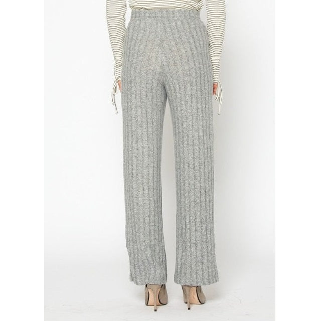High Waist Ribbed Knit Straight Pants