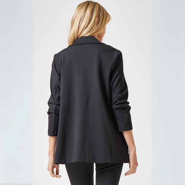 Black Lapel Collar Half Sleeve Blazer