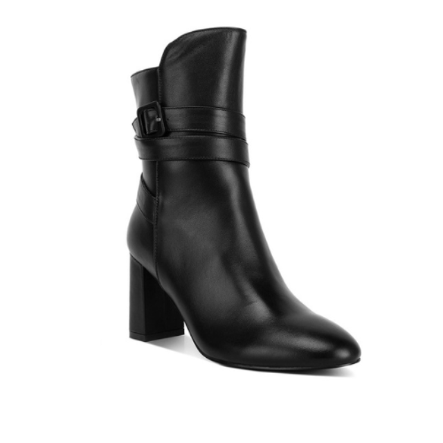 Women's Buckle Cobra Strap Leather Boots