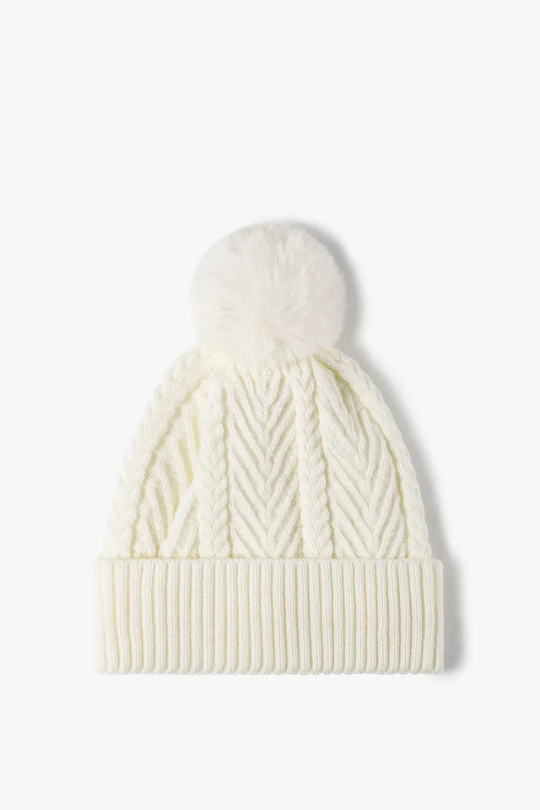 Cozy Cable Pom Pom Beanie Hat