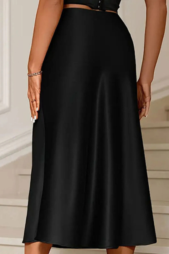 Women's Elegant Satin Midi Skirt