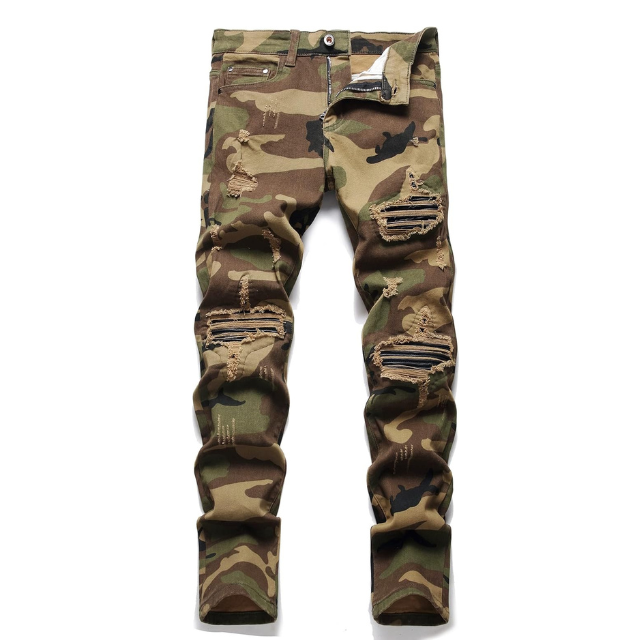 Men's Ripped Style Regular Fit Stretch Jeans