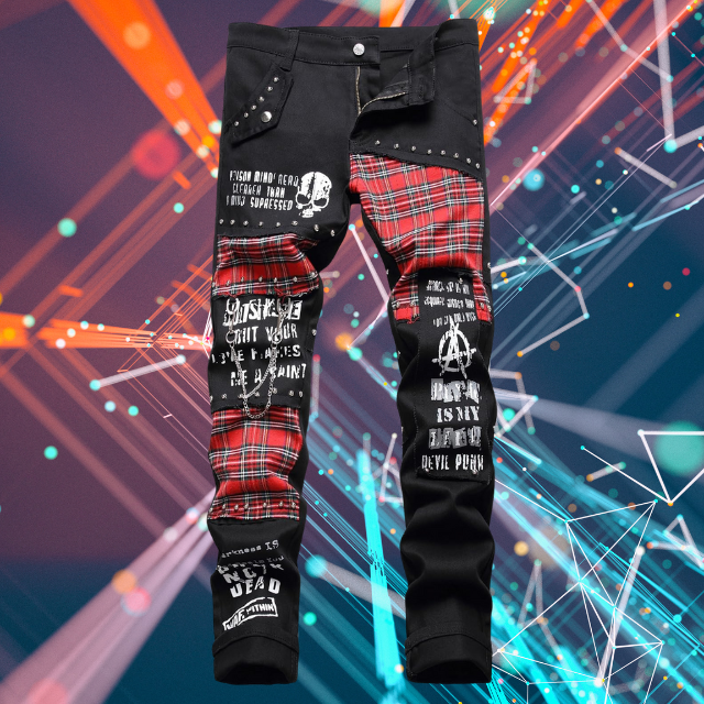 Men's Designer Straight Slim Fit Patchwork Jeans