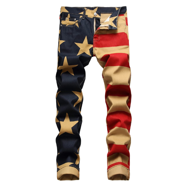 Men's Casual Printed Jeans Skinny Denim Pants