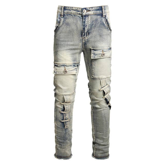 Men's Distressed Skinny Stretch Comfort Flex Waist Denim Jeans