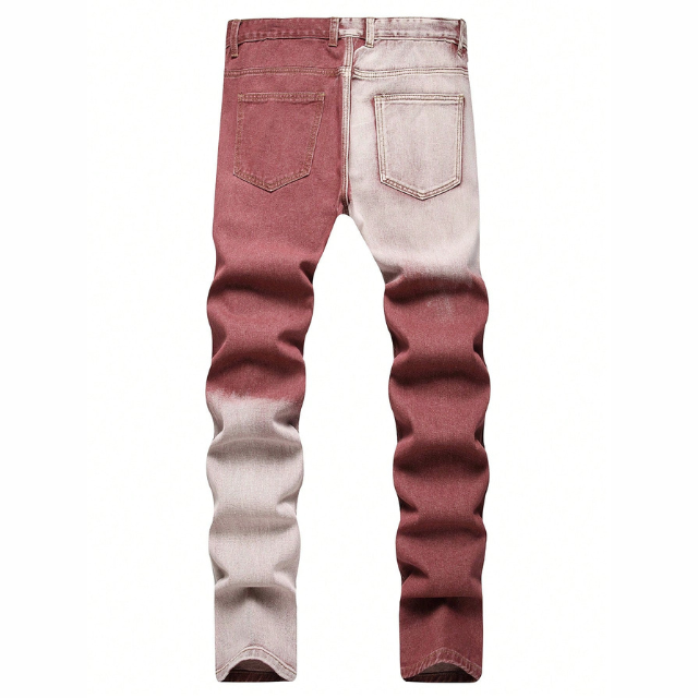 Men's Slim Block Patchwork Ripped Jeans