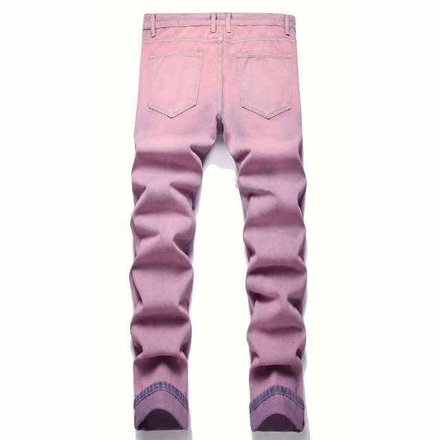 Men Ripped Frayed Rag Stitching Jeans