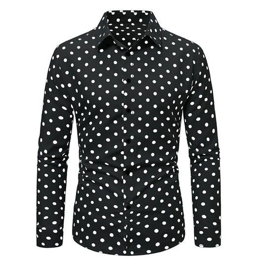 Men's Polka Dot Shirts Cotton Long Sleeve Shirts